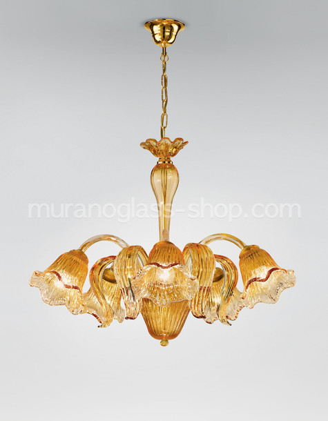 Chandeliers series 2403, Three lights chandelier in amber color