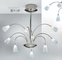 Iron chandelier with opal glass