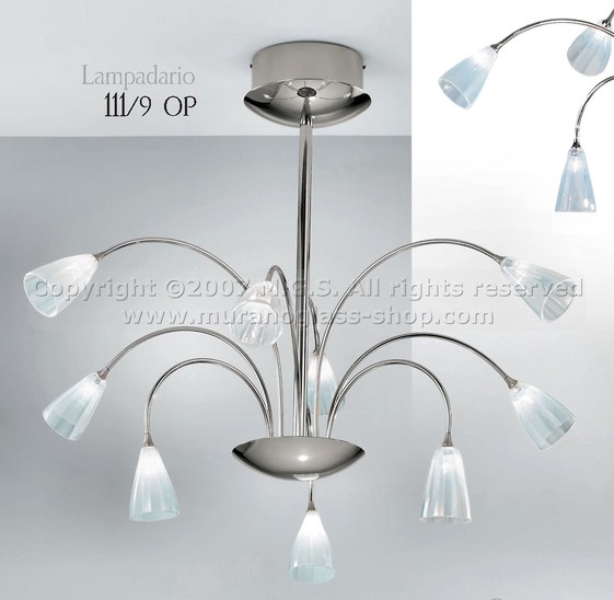 111 Series Chandeliers, Iron chandelier with opal glass