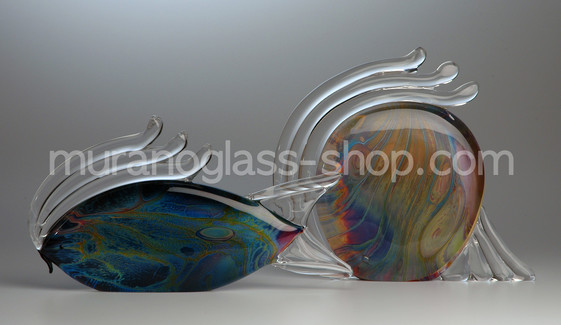 Stylized fish in chalcedony glass, Fish (long)
